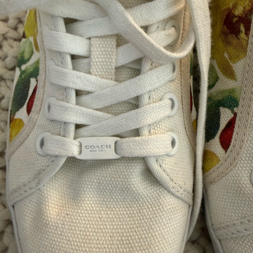 Coach White Floral Canvas Sneakers - Picture 15 of 15